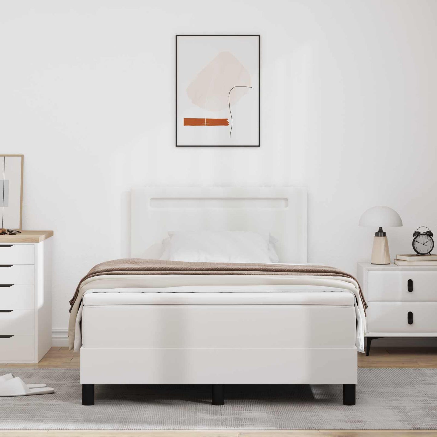 Letto a molle con materasso Bianco 120 x 200 cm Pelle sintetica | homemem39