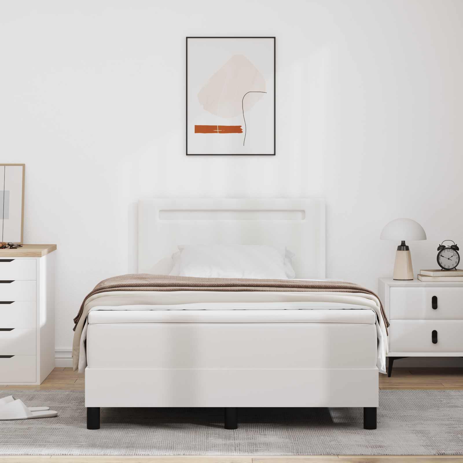 Letto a molle con materasso Bianco 120 x 200 cm Pelle sintetica | homemem39