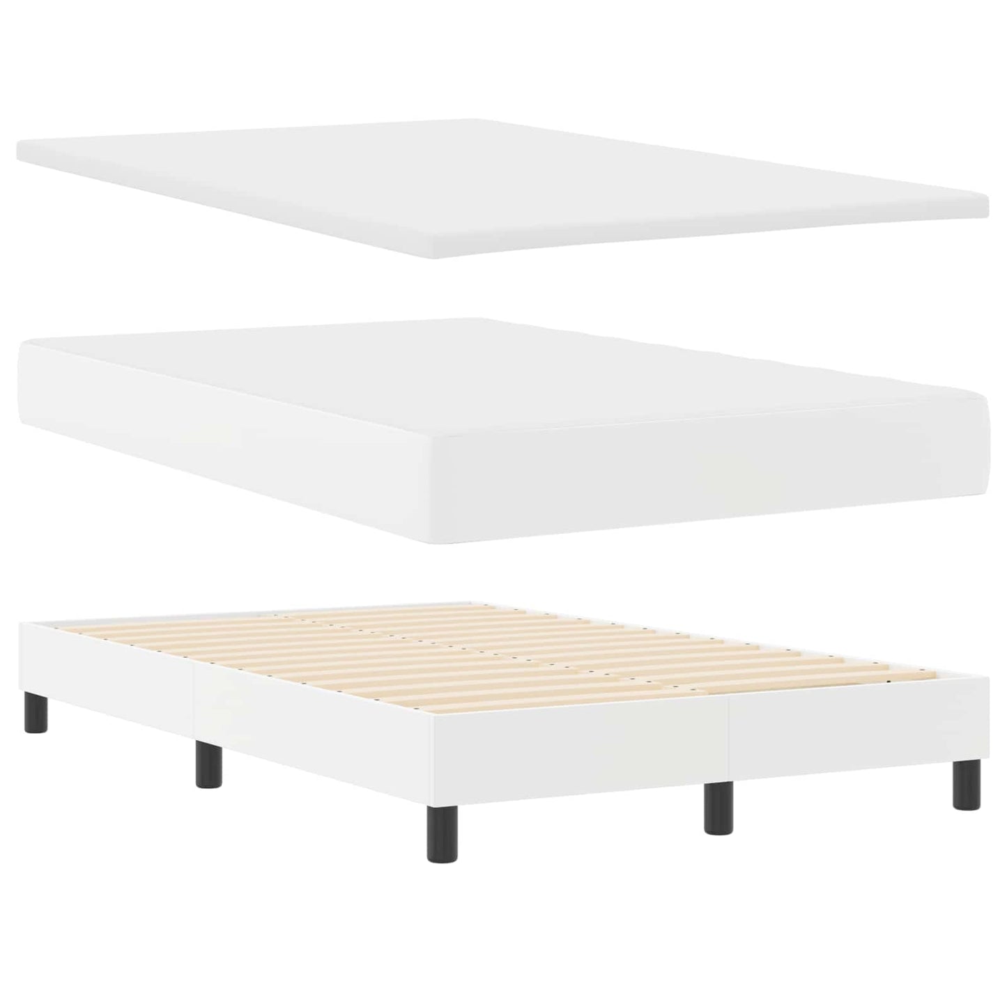 Letto a molle con materasso Bianco 120 x 200 cm Pelle sintetica | homemem39