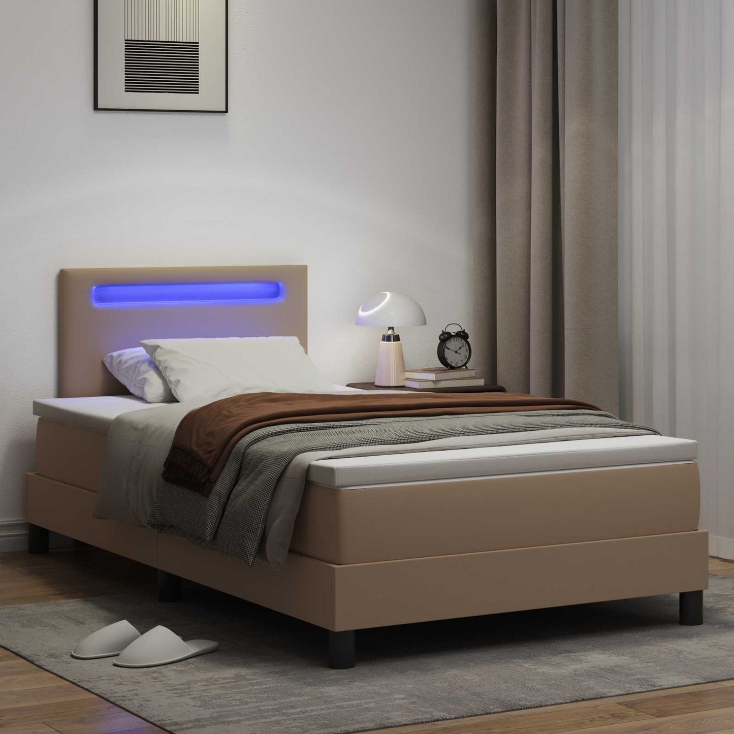 Letto a molle Cappuccino 120 x 200 cm Pelle sintetica | homemem39