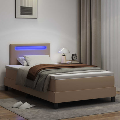Letto a molle Cappuccino 120 x 200 cm Pelle sintetica | homemem39