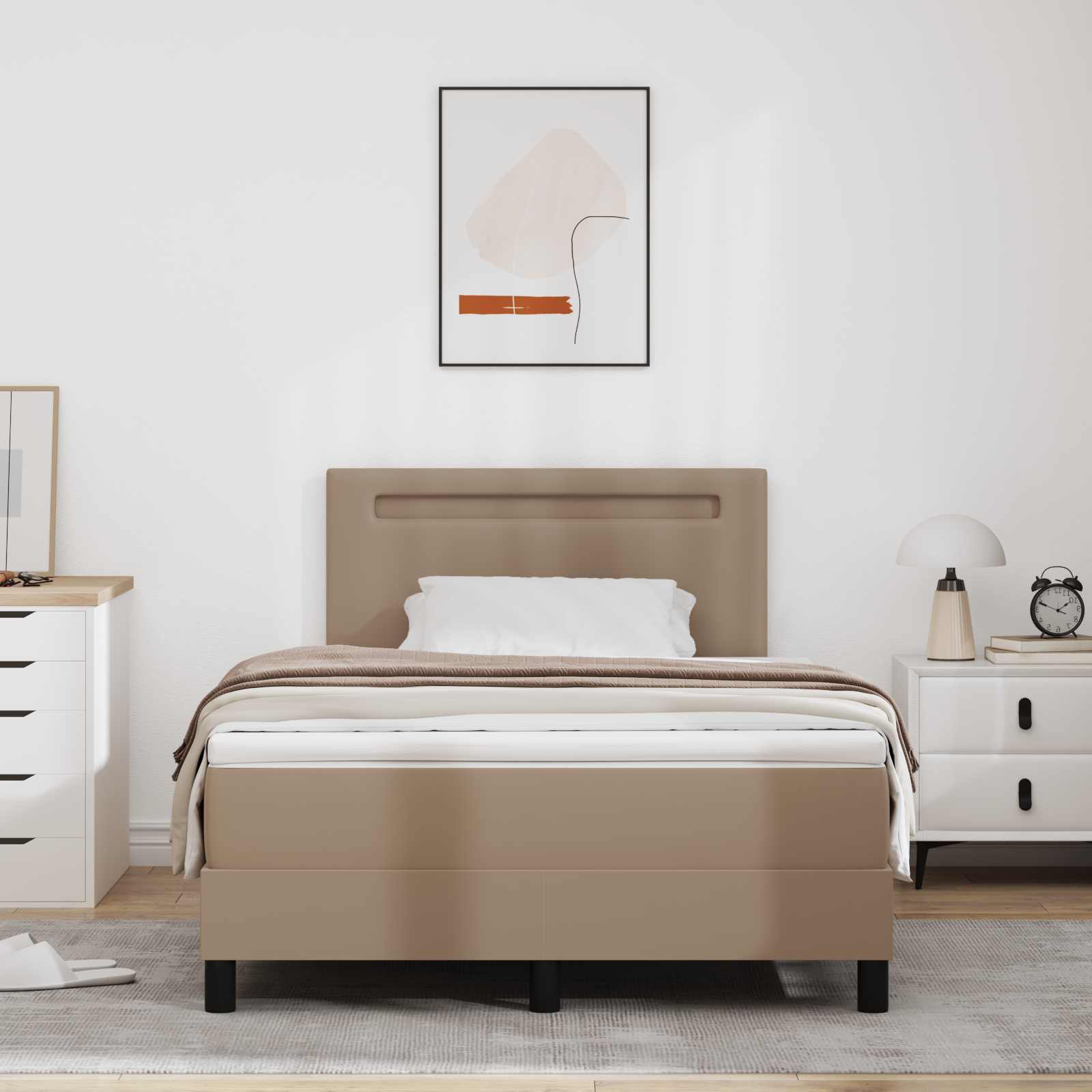 Letto a molle Cappuccino 120 x 200 cm Pelle sintetica | homemem39