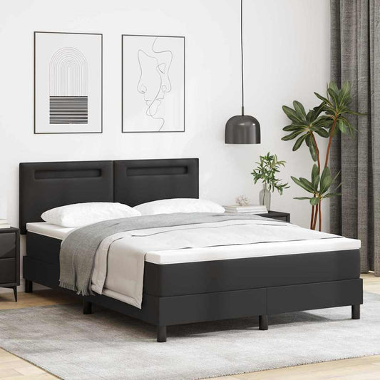 Struttura letto con materasso Nero 140 x 190 cm Pelle sintetica