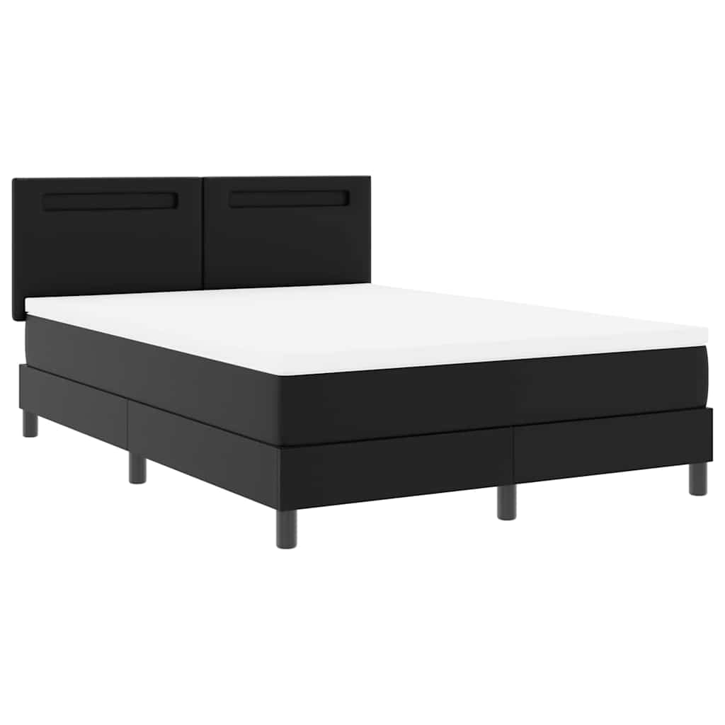 Letto a molle con materasso Nero 140 x 190 cm Pelle sintetica