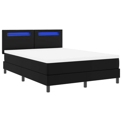 Letto a molle con materasso Nero 140 x 190 cm Pelle sintetica | homemem39