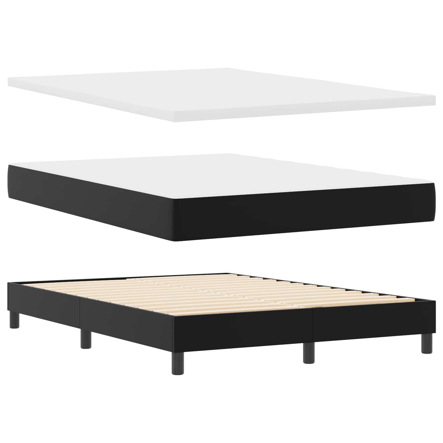 Letto a molle con materasso Nero 140 x 190 cm Pelle sintetica | homemem39