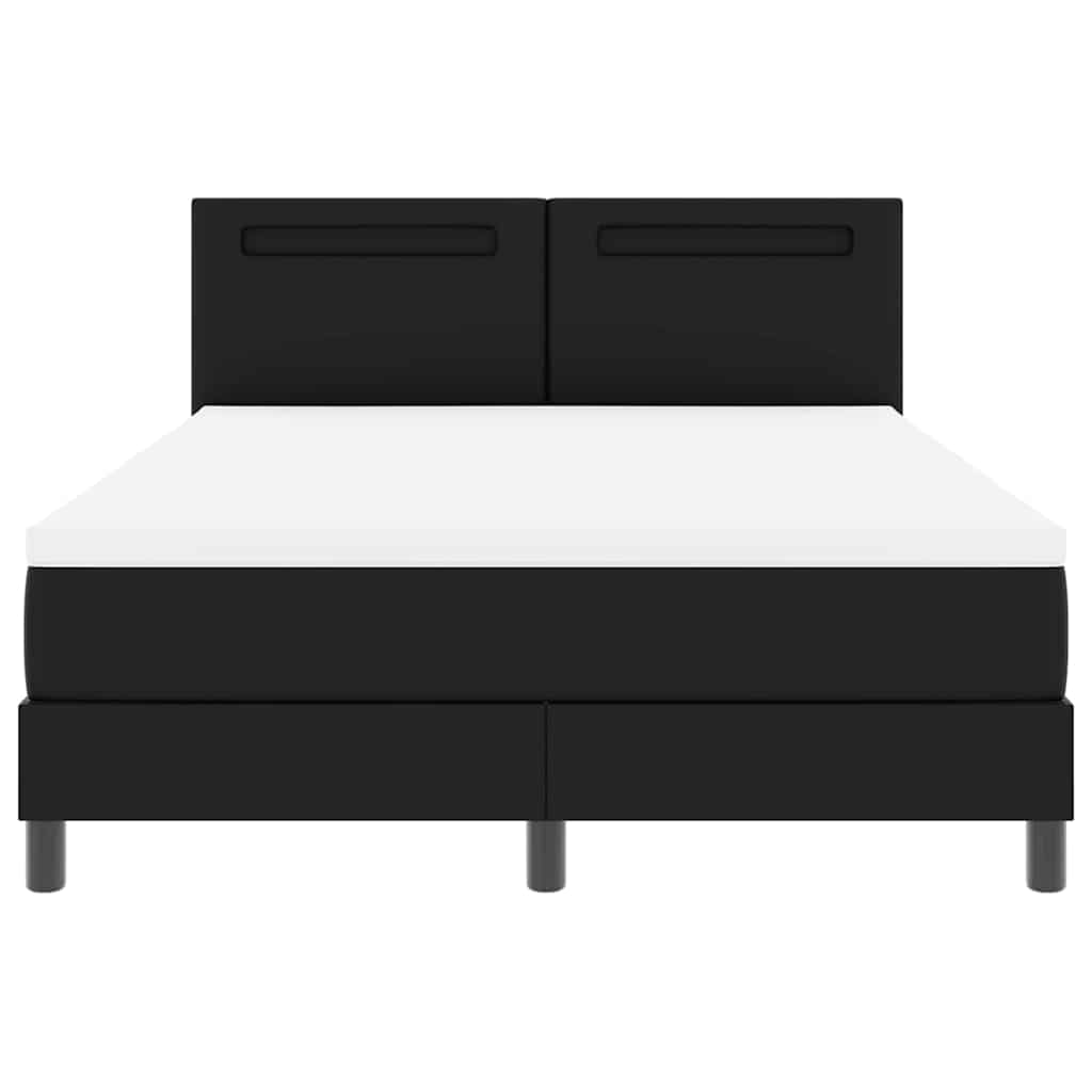 Letto a molle con materasso Nero 140 x 190 cm Pelle sintetica