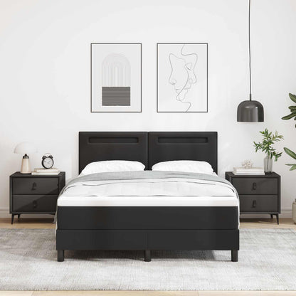 Letto a molle con materasso Nero 140 x 200 cm Pelle sintetica | homemem39