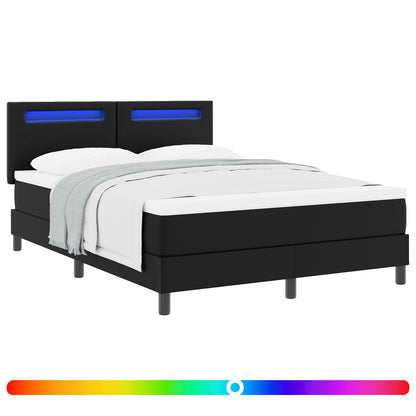 Letto a molle con materasso Nero 140 x 200 cm Pelle sintetica | homemem39