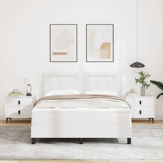 Letto a molle con materasso Bianco 160 x 200 cm Pelle sintetica | homemem39