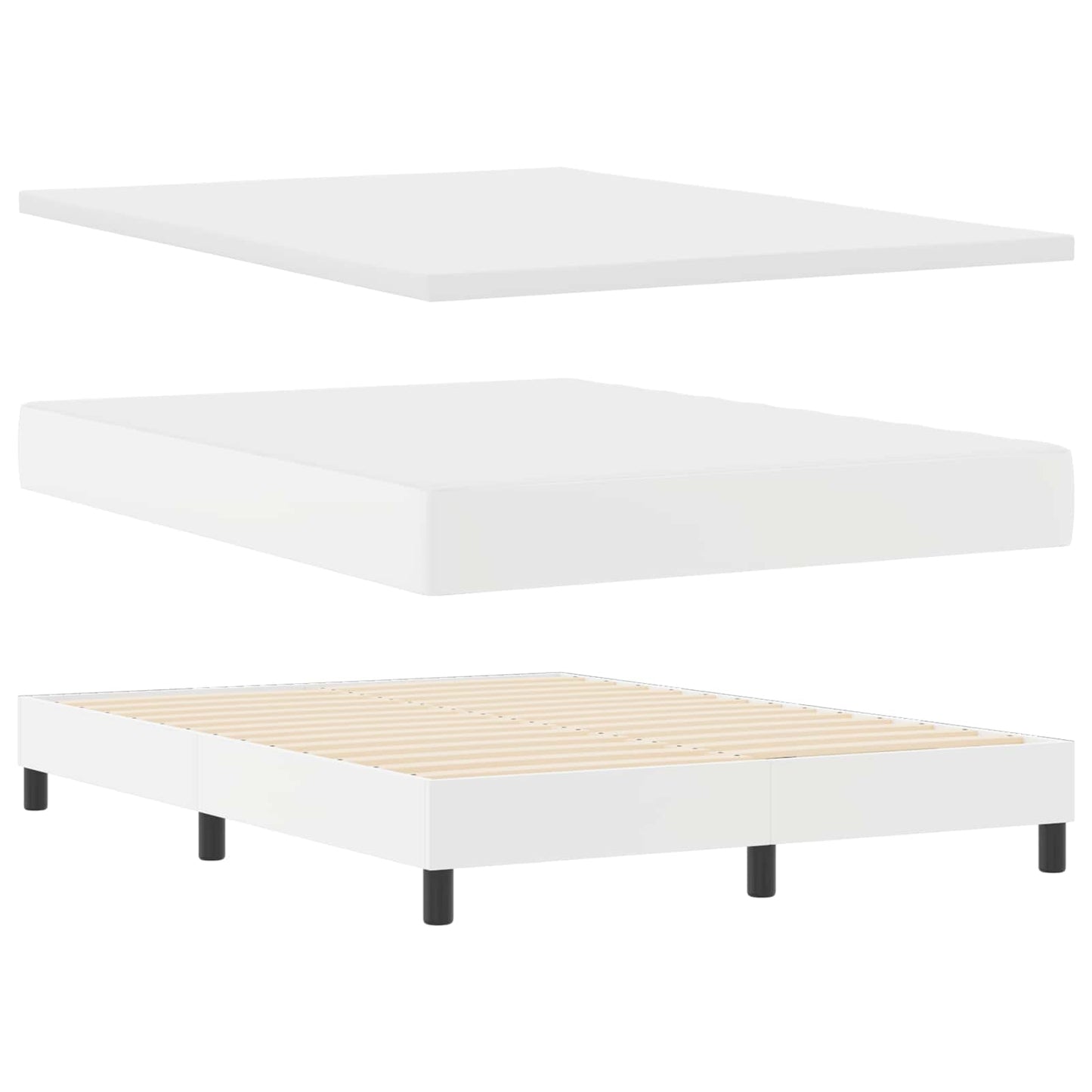 Letto a molle con materasso Bianco 160 x 200 cm Pelle sintetica | homemem39