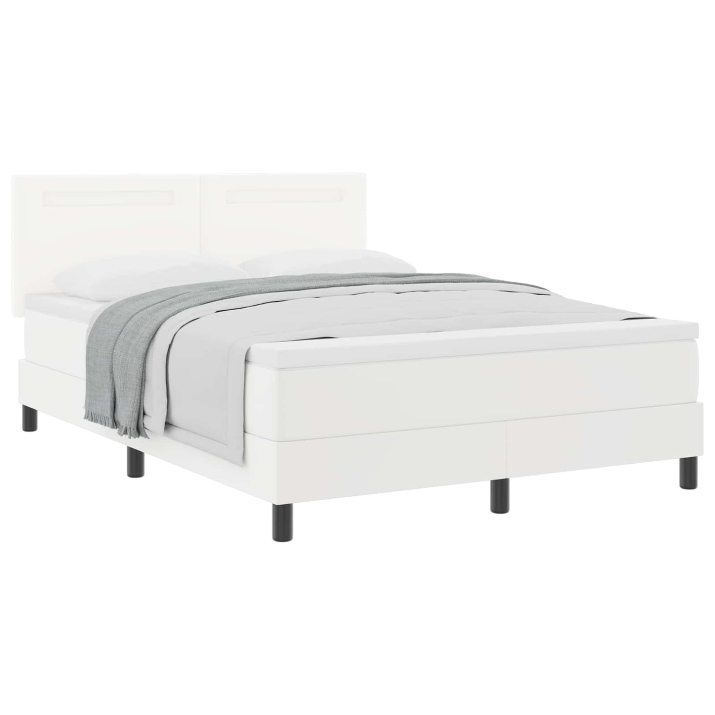 Letto a molle con materasso Bianco 160 x 200 cm Pelle sintetica | homemem39