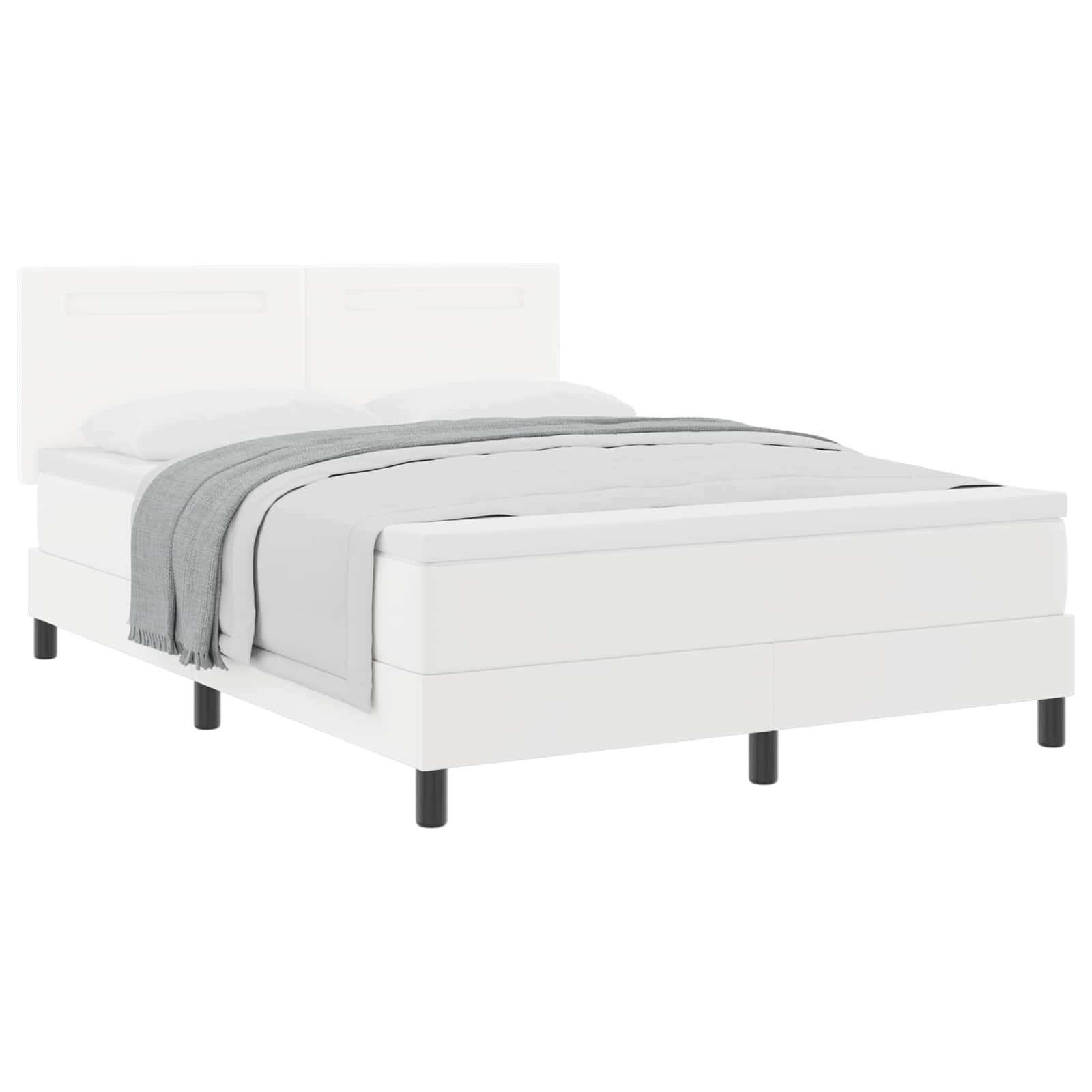 Letto a molle con materasso Bianco 160 x 200 cm Pelle sintetica | homemem39