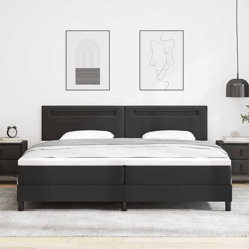 Letto a molle con materasso Nero 200 x 200 cm Pelle sintetica