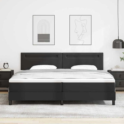 Letto a molle con materasso Nero 200 x 200 cm Pelle sintetica
