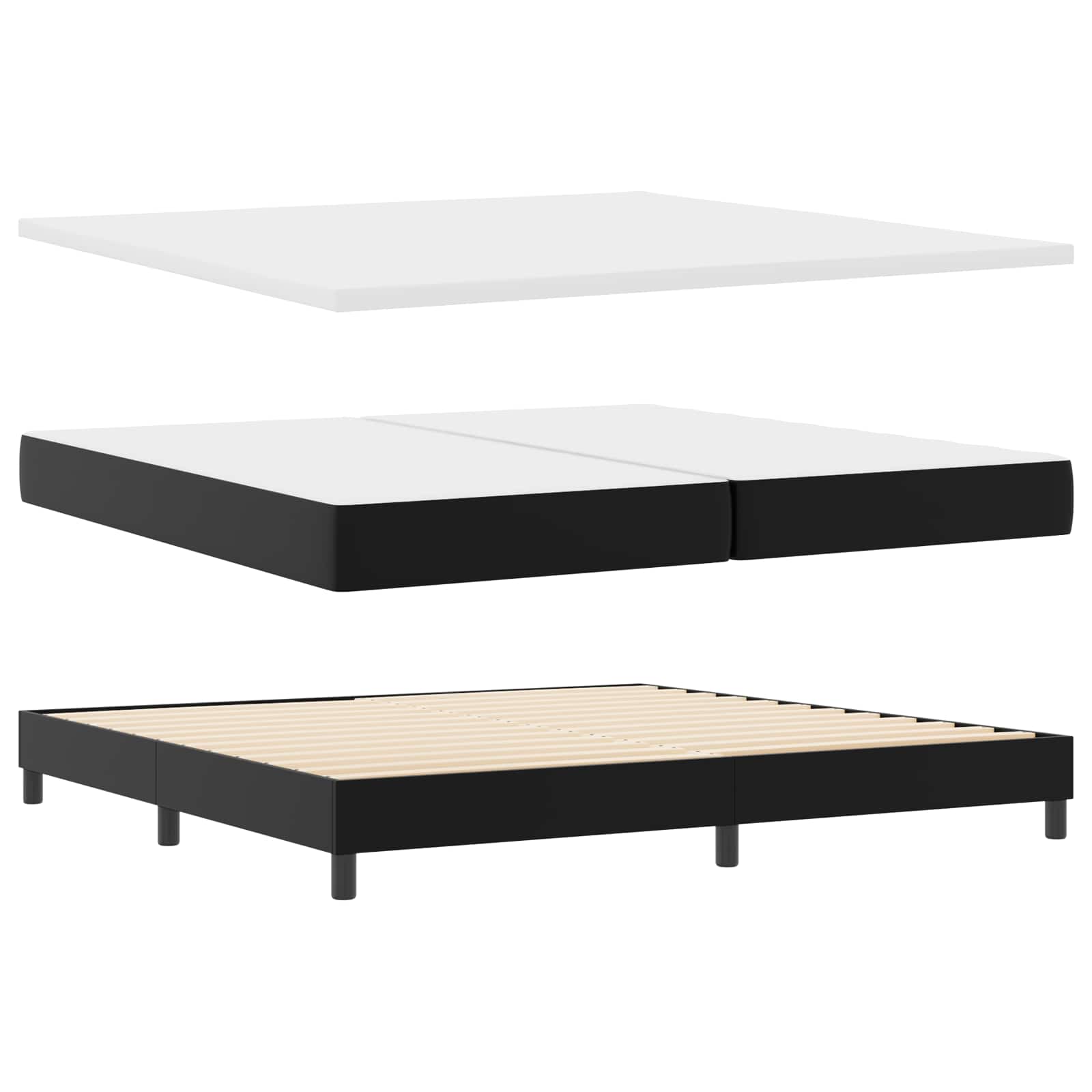 Letto a molle con materasso Nero 200 x 200 cm Pelle sintetica | homemem39