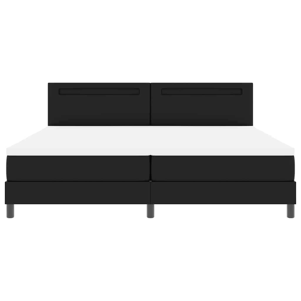 Letto a molle con materasso Nero 200 x 200 cm Pelle sintetica