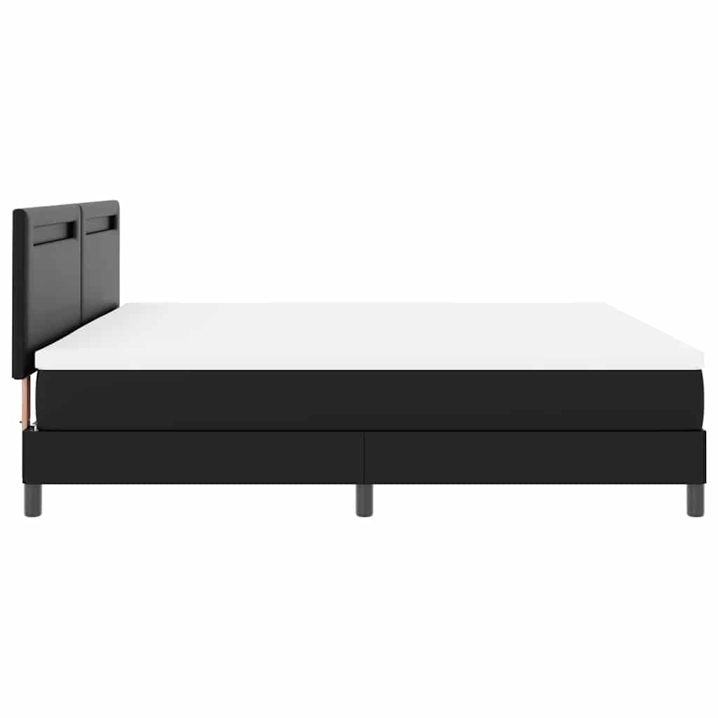 Letto a molle con materasso Nero 200 x 200 cm Pelle sintetica