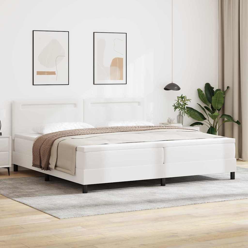 Letto a molle con materasso Bianco 200 x 200 cm Pelle sintetica
