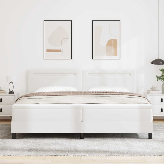 Letto a molle con materasso Bianco 200 x 200 cm Pelle sintetica | homemem39