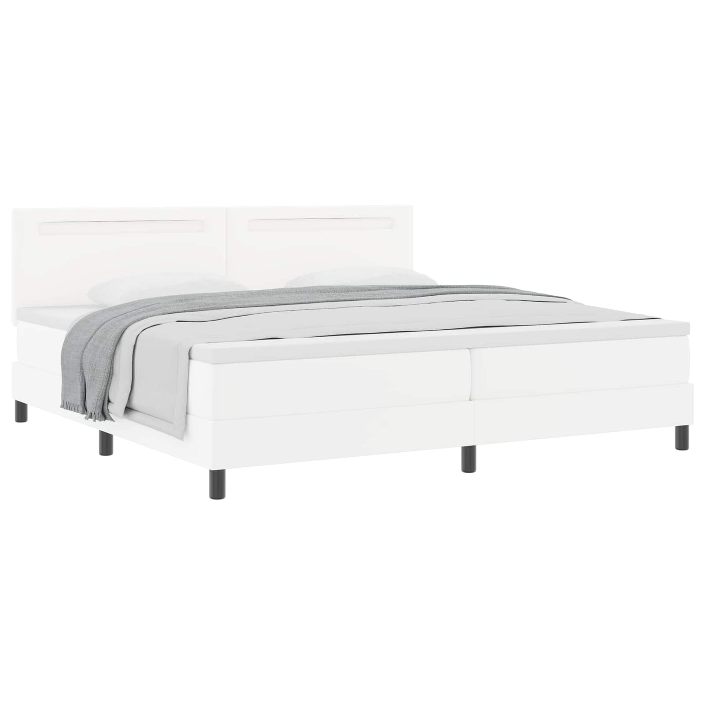 Letto a molle con materasso Bianco 200 x 200 cm Pelle sintetica