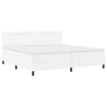 Letto a molle con materasso Bianco 200 x 200 cm Pelle sintetica