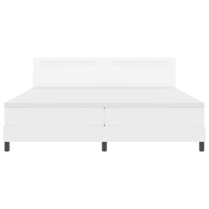 Letto a molle con materasso Bianco 200 x 200 cm Pelle sintetica