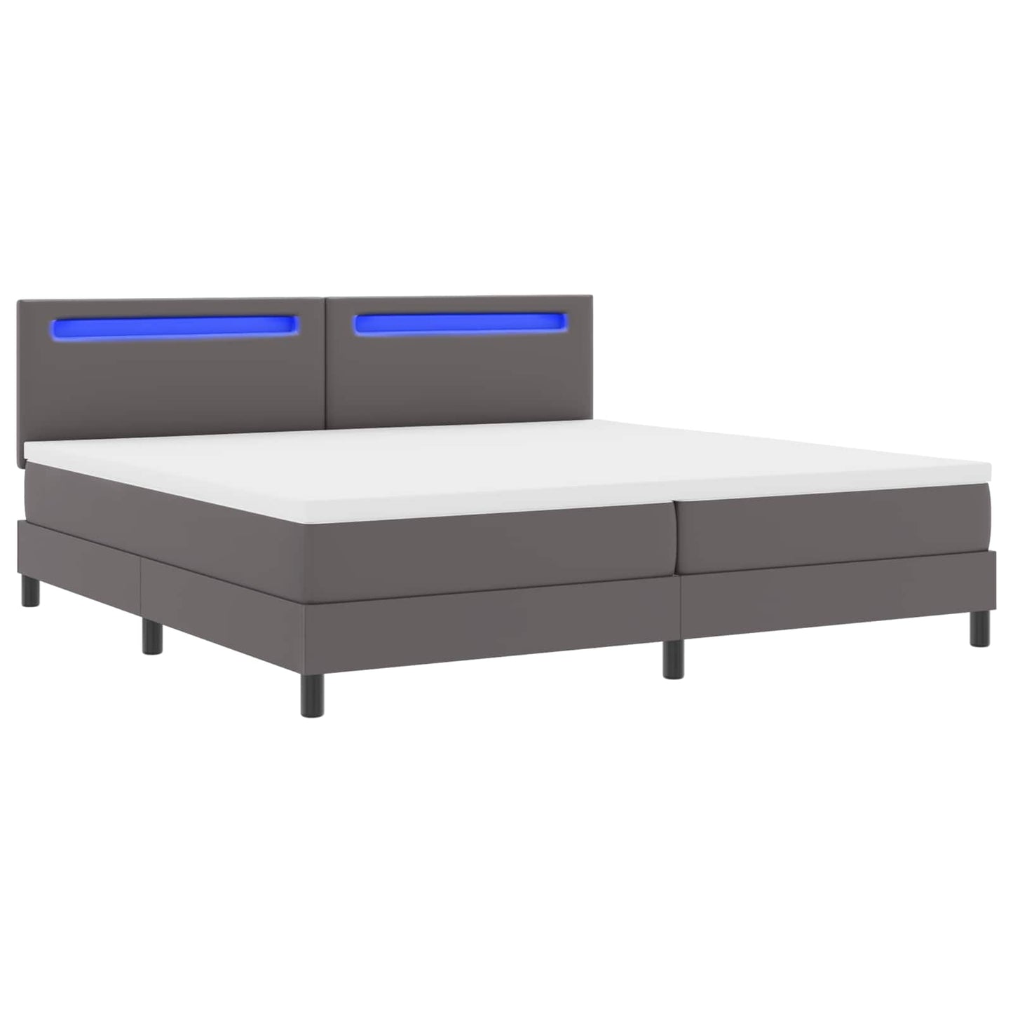 Letto a molle con materasso Grigio 200 x 200 cm Pelle sintetica | homemem39