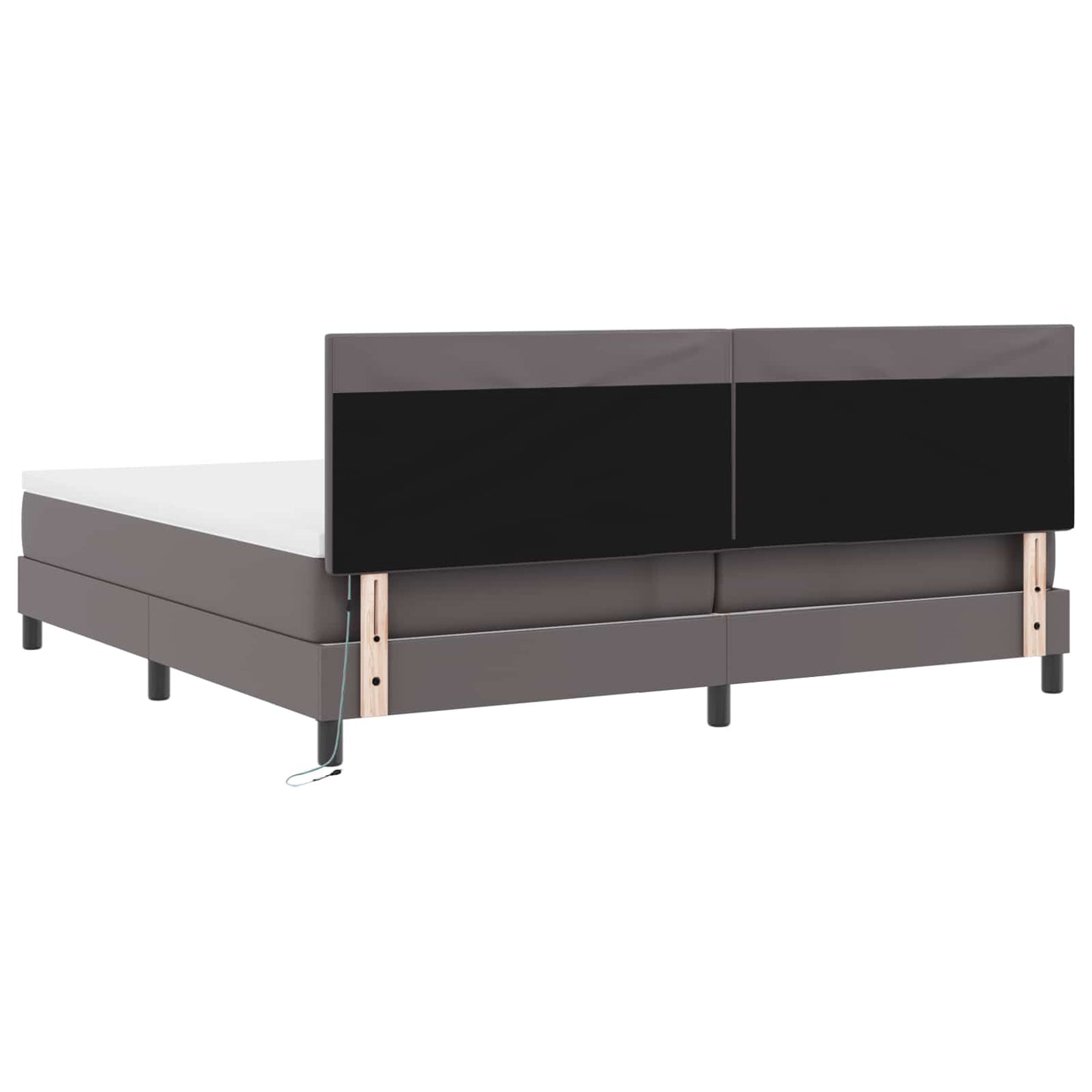 Letto a molle con materasso Grigio 200 x 200 cm Pelle sintetica | homemem39