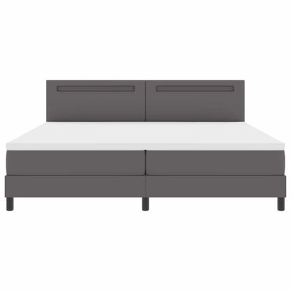 Letto a molle con materasso Grigio 200 x 200 cm Pelle sintetica | homemem39