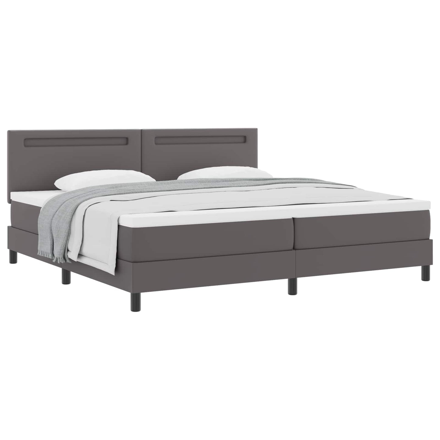 Letto a molle con materasso Grigio 200 x 200 cm Pelle sintetica | homemem39