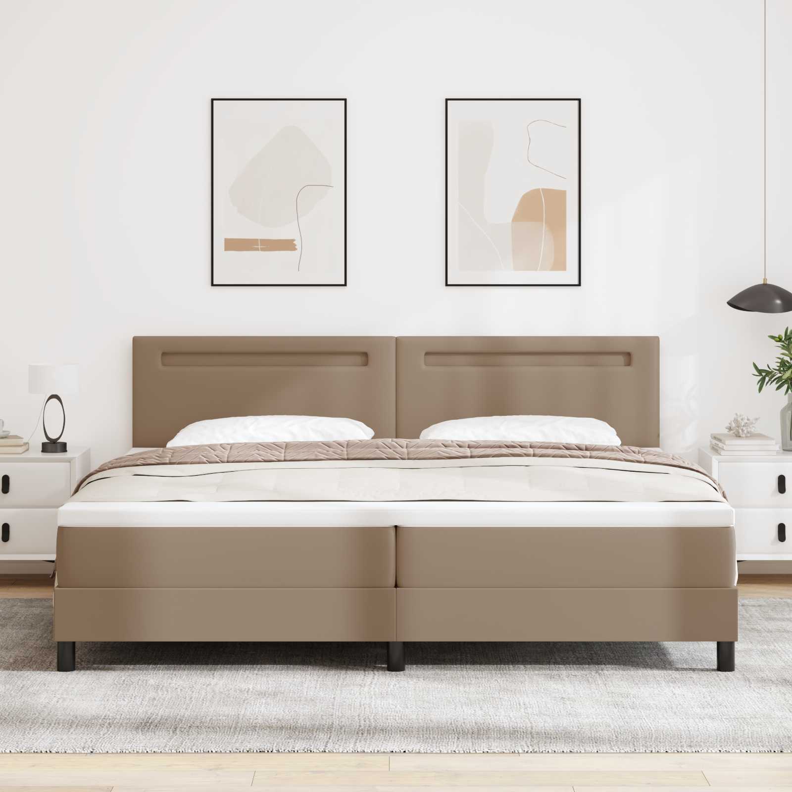 Letto a molle con led Cappuccino 200 x 200 cm Pelle sintetica | homemem39