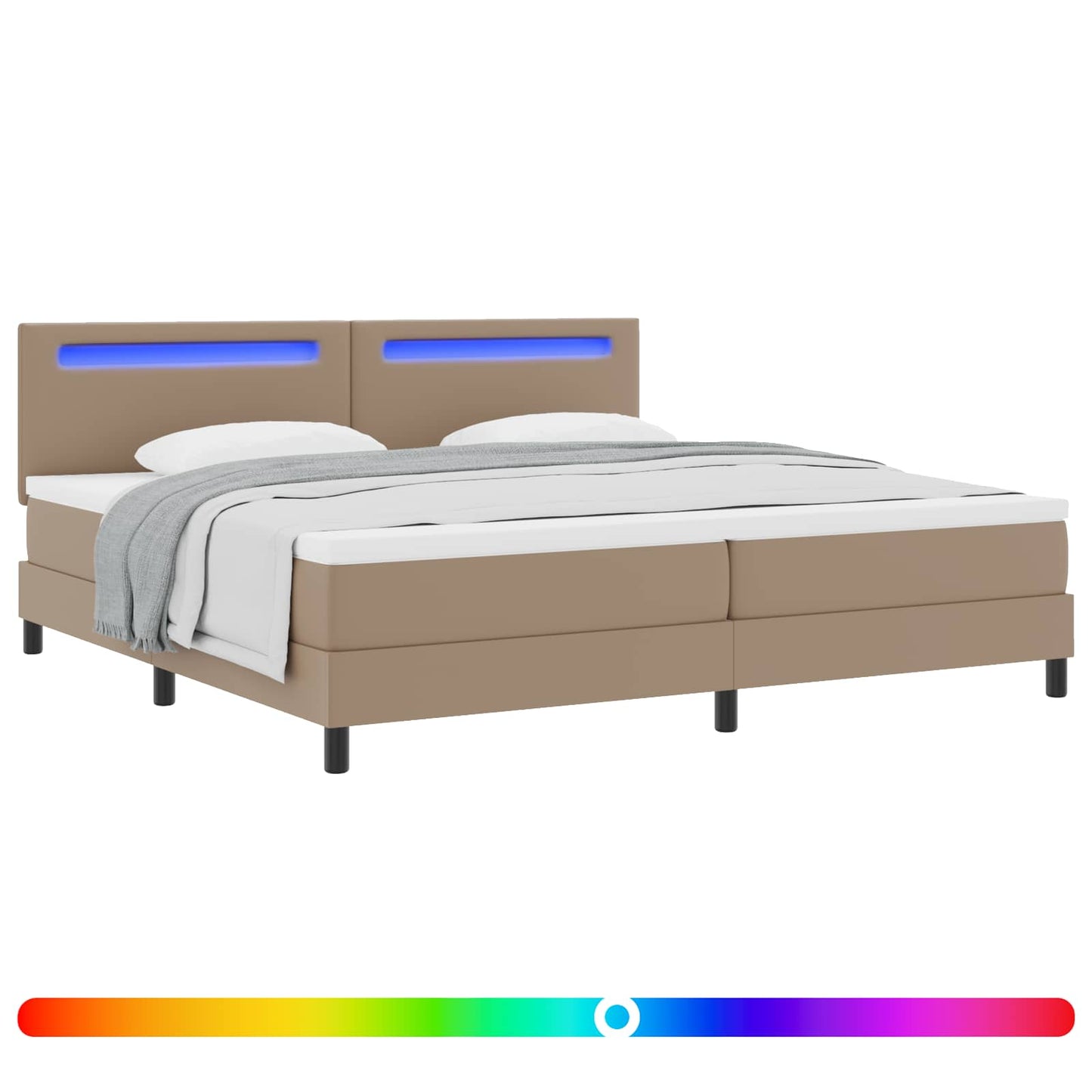 Letto a molle con led Cappuccino 200 x 200 cm Pelle sintetica | homemem39