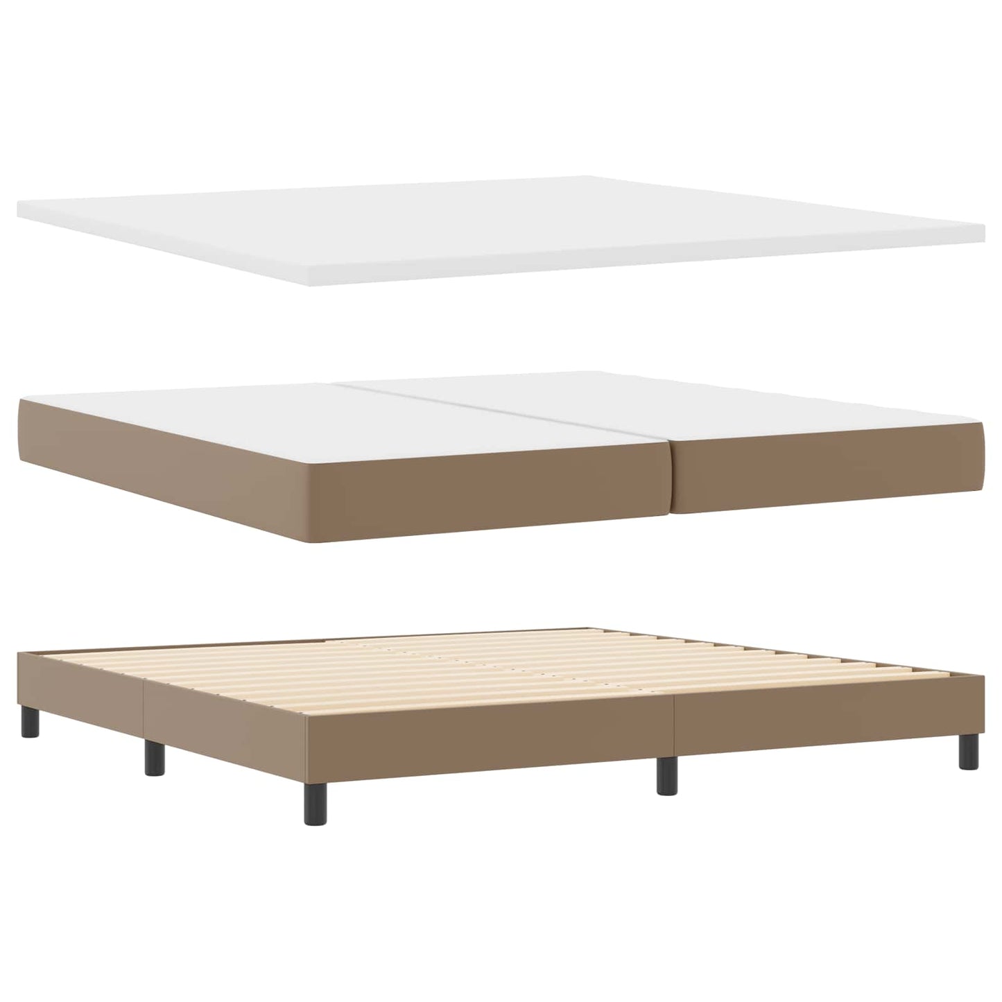 Letto a molle con led Cappuccino 200 x 200 cm Pelle sintetica | homemem39