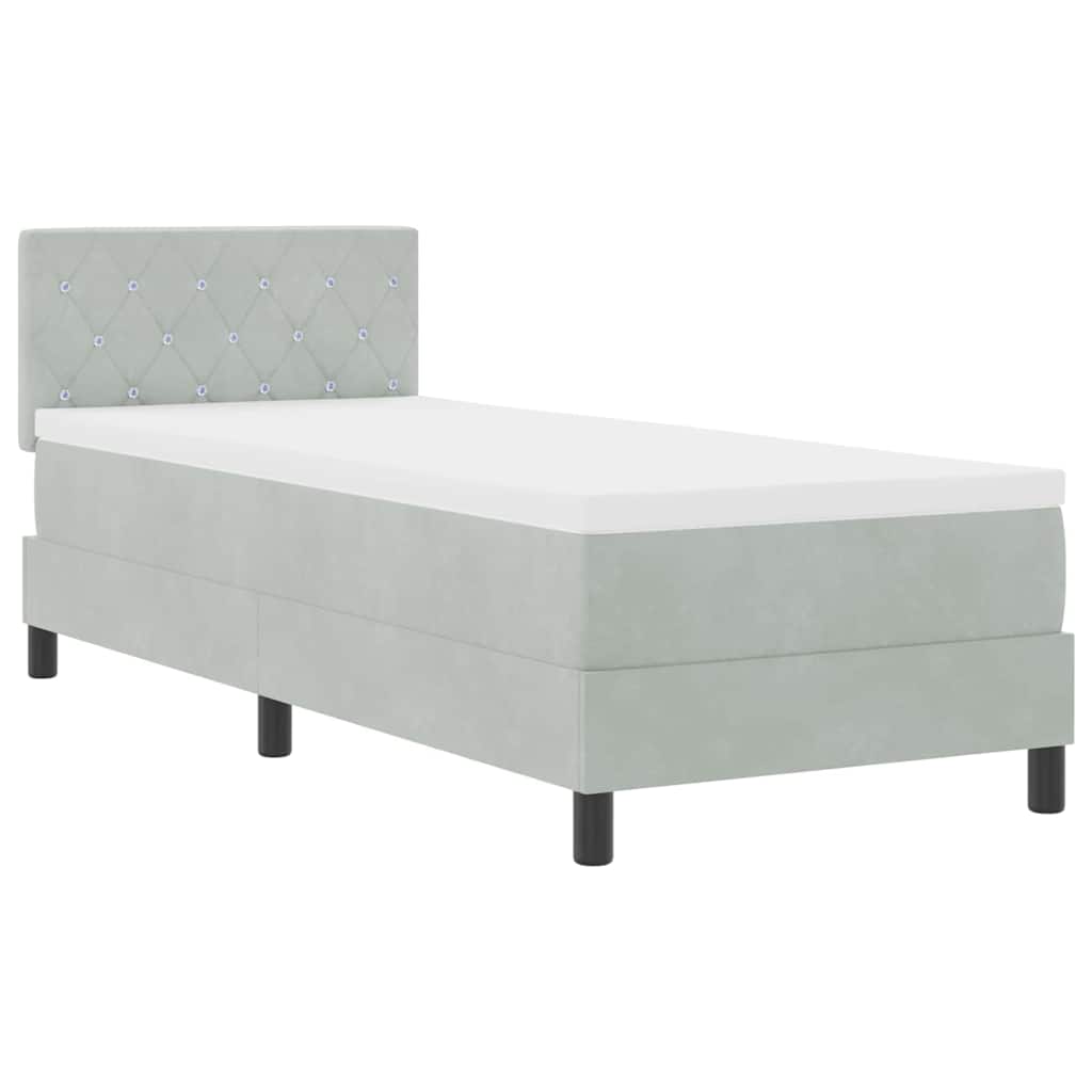 Letto a molle con materasso Grigio chiaro 80 x 200 cm Velluto | homemem39