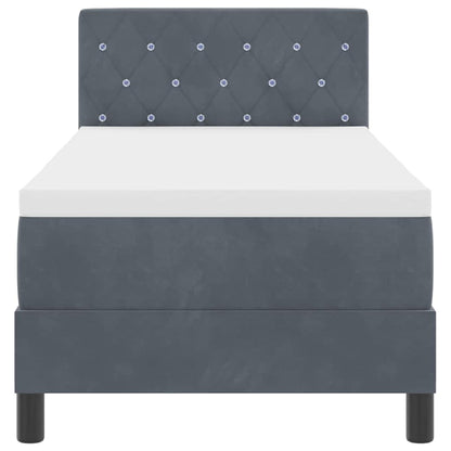 Letto a molle con materasso Grigio scuro 80 x 200 cm Velluto | homemem39
