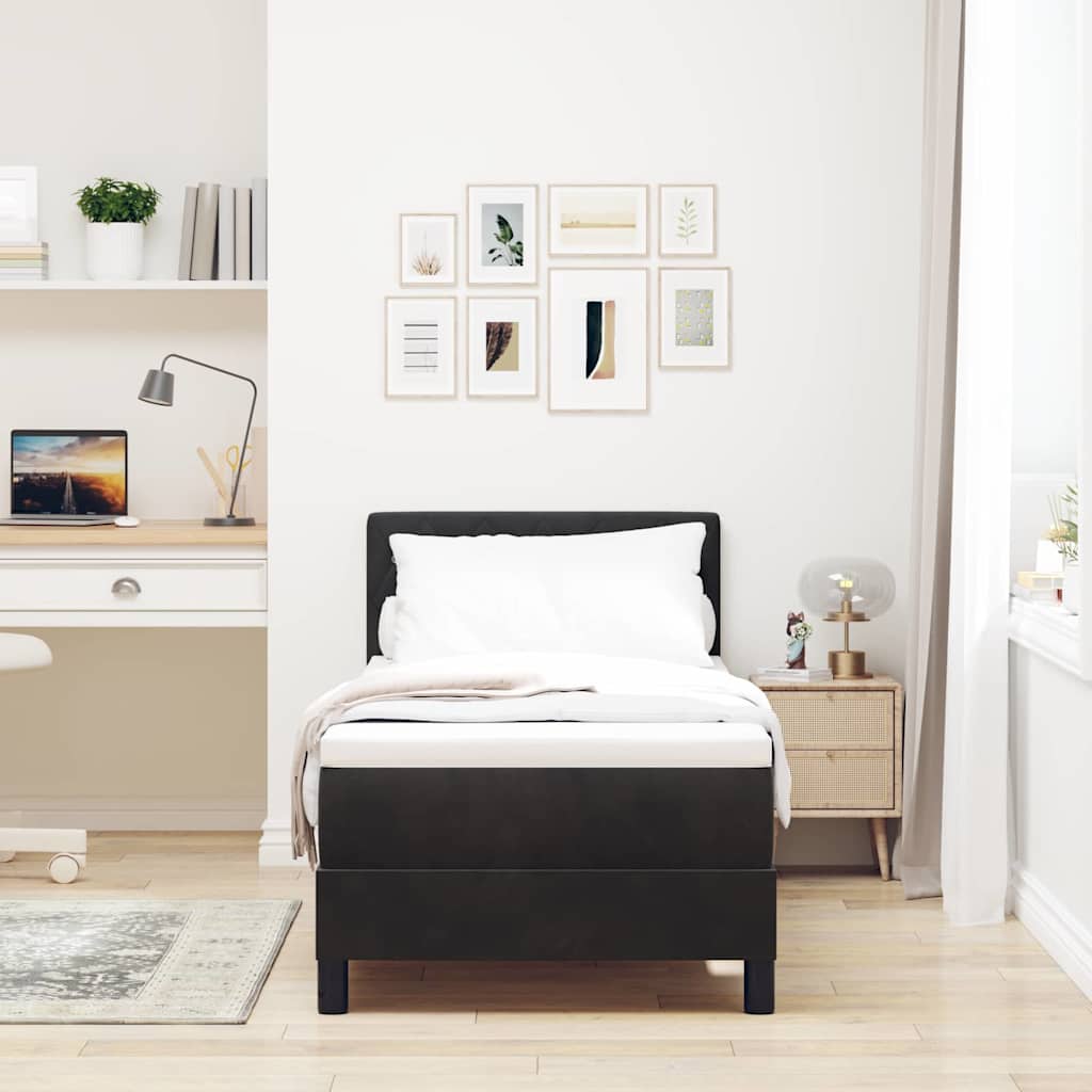 Letto a molle con materasso Nero 80 x 200 cm Velluto | homemem39