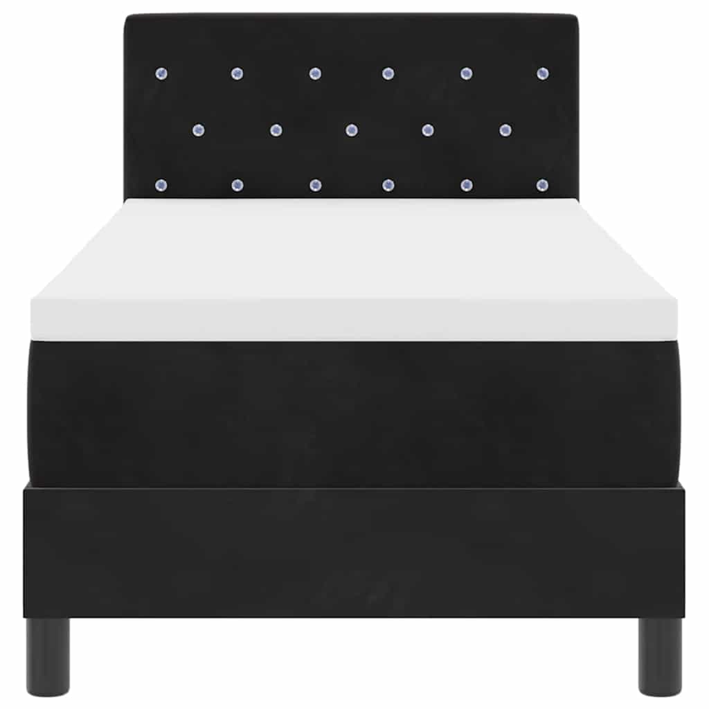 Letto a molle con materasso Nero 80 x 200 cm Velluto | homemem39