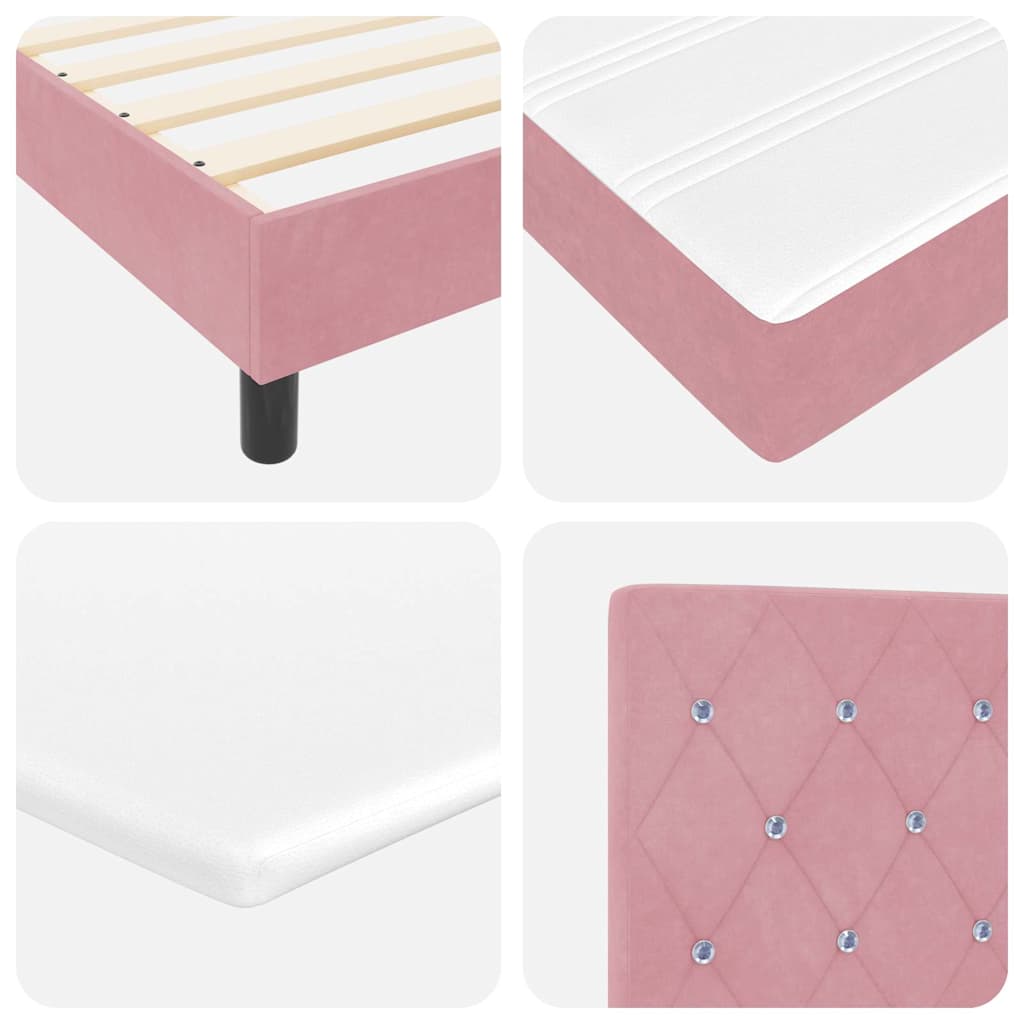 Letto a molle con materasso Rosa 80 x 200 cm Velluto | homemem39