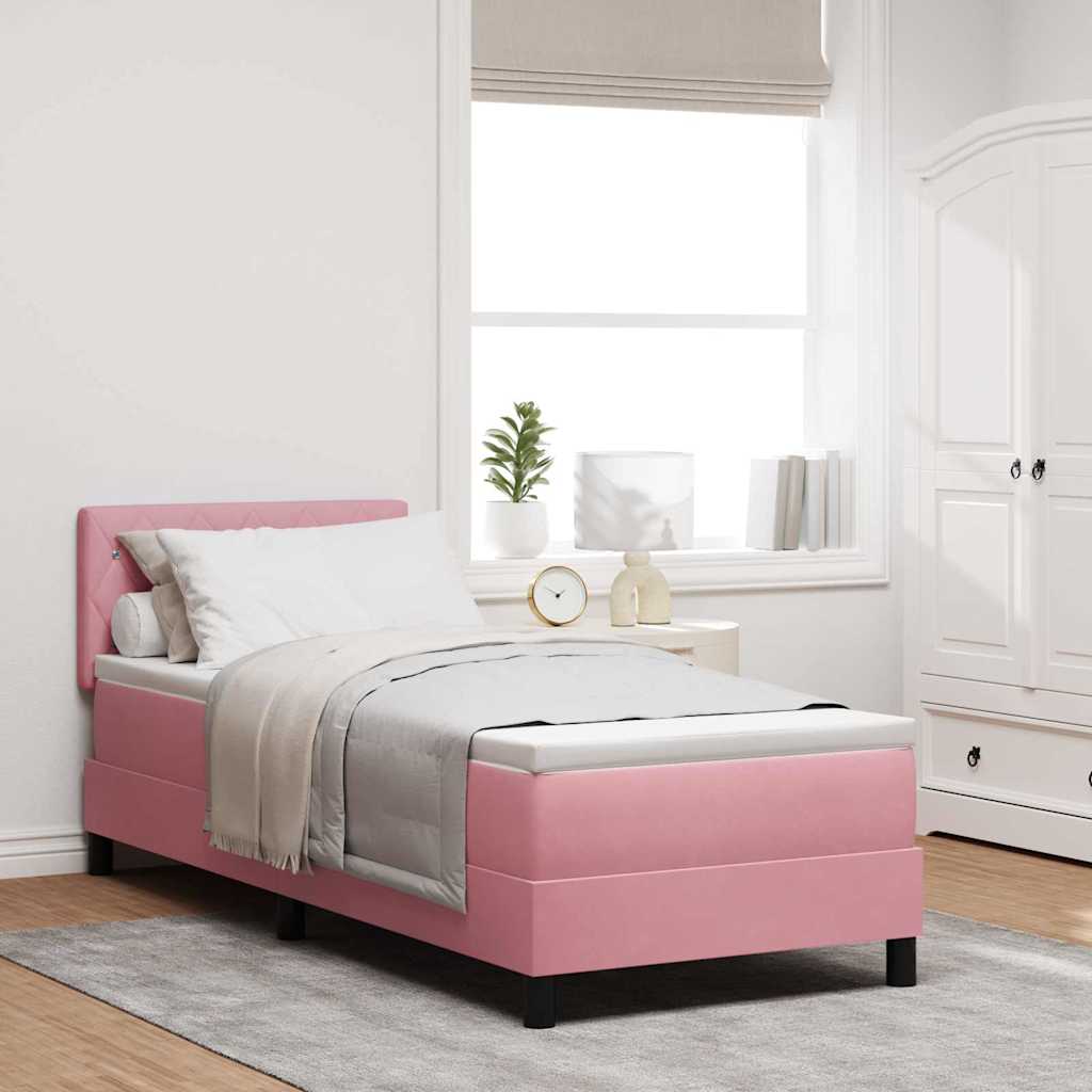 Letto a molle con materasso Rosa 80 x 200 cm Velluto | homemem39