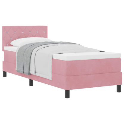 Letto a molle con materasso Rosa 80 x 200 cm Velluto | homemem39