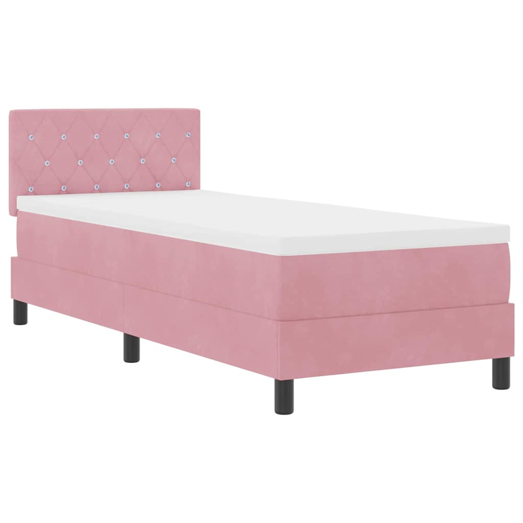 Letto a molle con materasso Rosa 80 x 200 cm Velluto | homemem39
