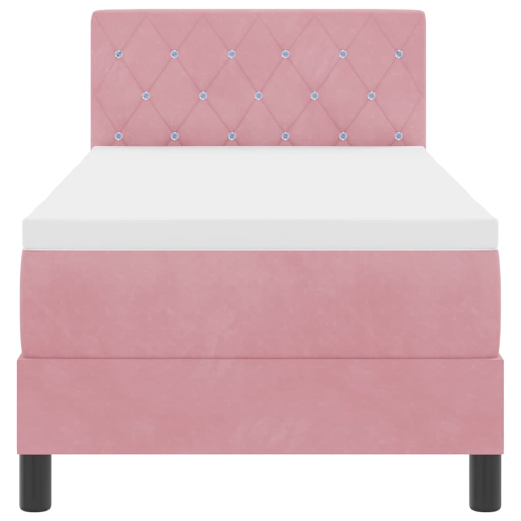 Letto a molle con materasso Rosa 80 x 200 cm Velluto | homemem39
