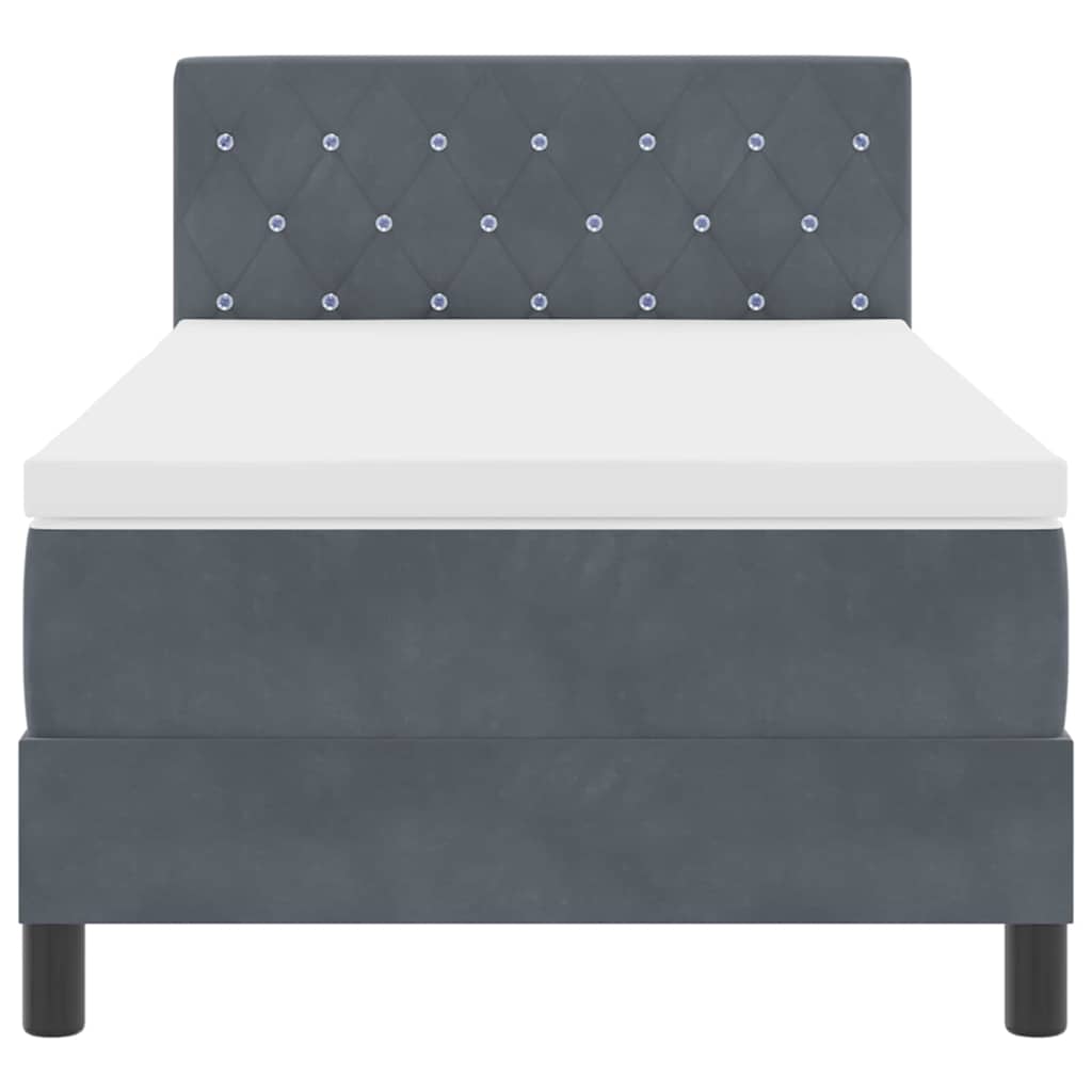 Letto a molle con materasso Grigio scuro 90 x 190 cm Velluto | homemem39