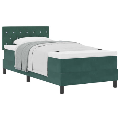 Letto a molle con materasso Verde Scuro 90 x 190 cm Velluto