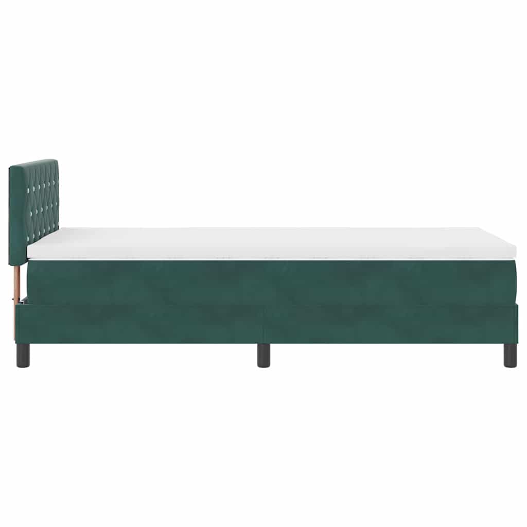 Letto a molle con materasso Verde Scuro 90 x 190 cm Velluto