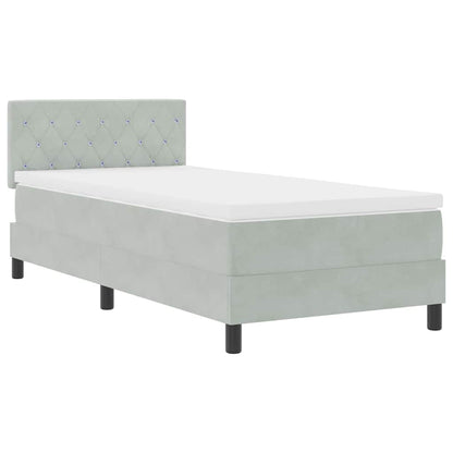 Letto a molle con materasso Grigio chiaro 90 x 200 cm Velluto | homemem39