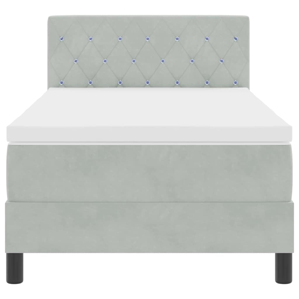 Letto a molle con materasso Grigio chiaro 90 x 200 cm Velluto | homemem39