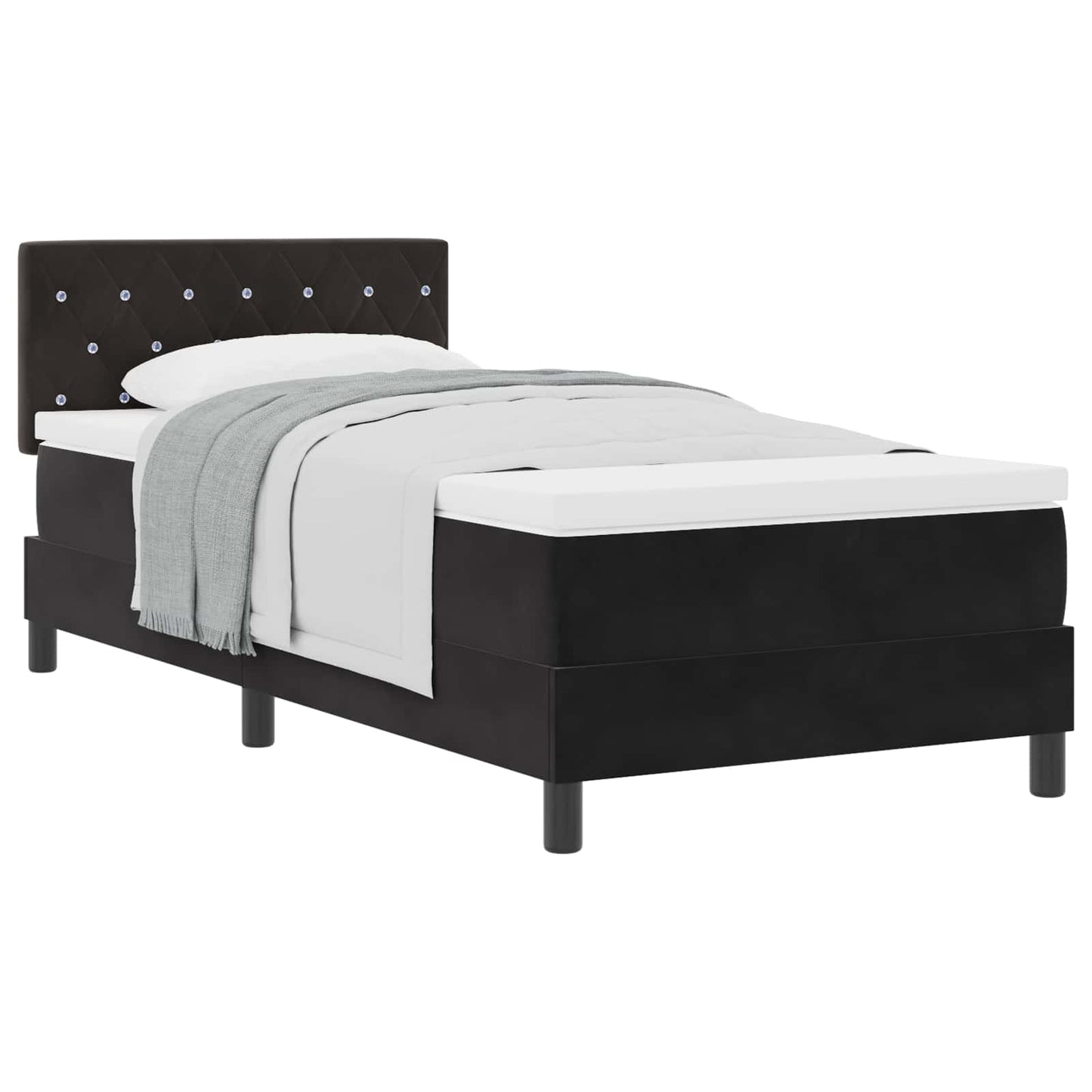 Letto a molle con materasso Nero 90 x 200 cm Velluto | homemem39