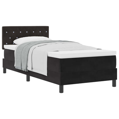 Letto a molle con materasso Nero 90 x 200 cm Velluto | homemem39